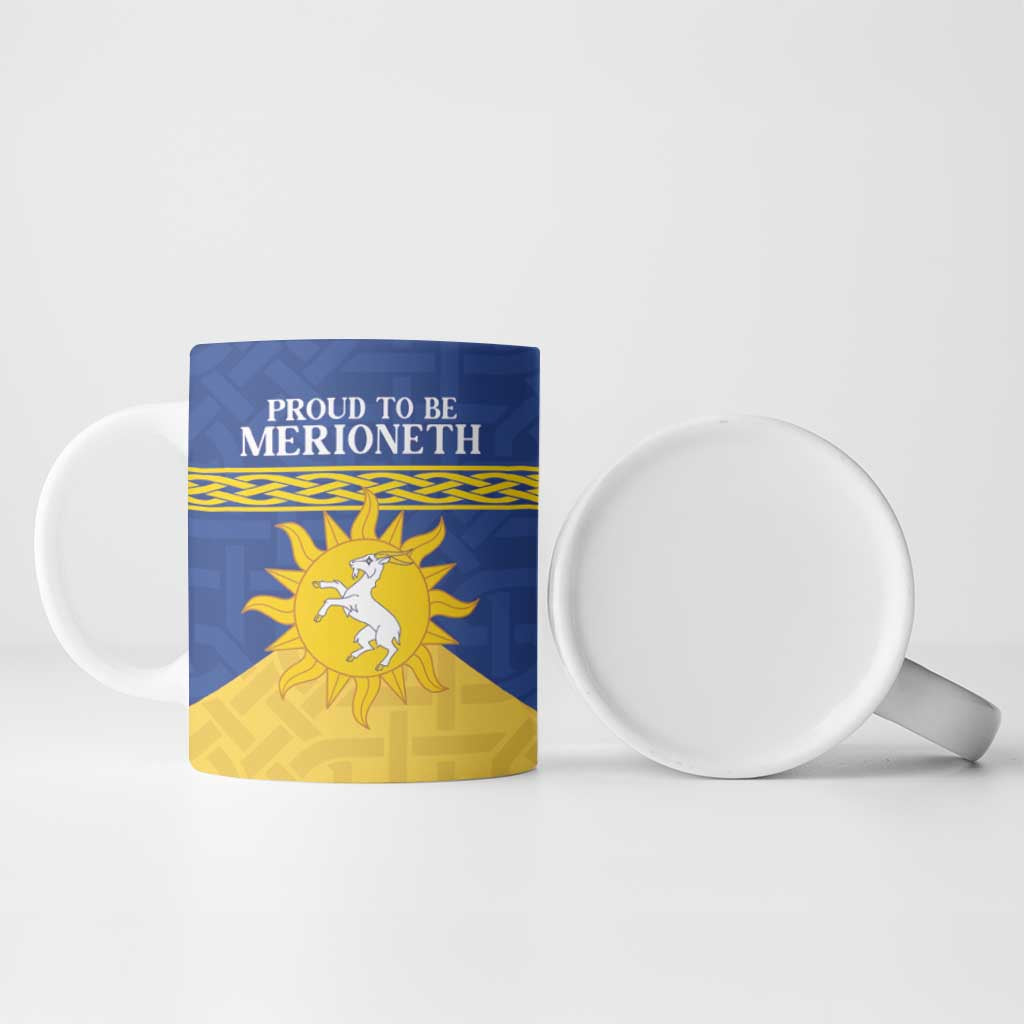 Personalized Merionethshire Wales Ceramic Mug Celtic Sun and Goat Design - Wonder Print Shop