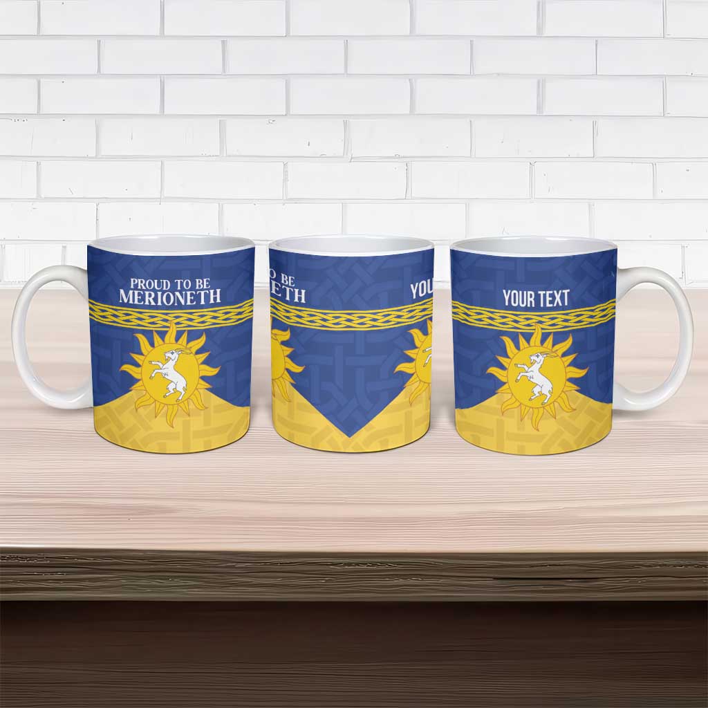 Personalized Merionethshire Wales Ceramic Mug Celtic Sun and Goat Design - Wonder Print Shop