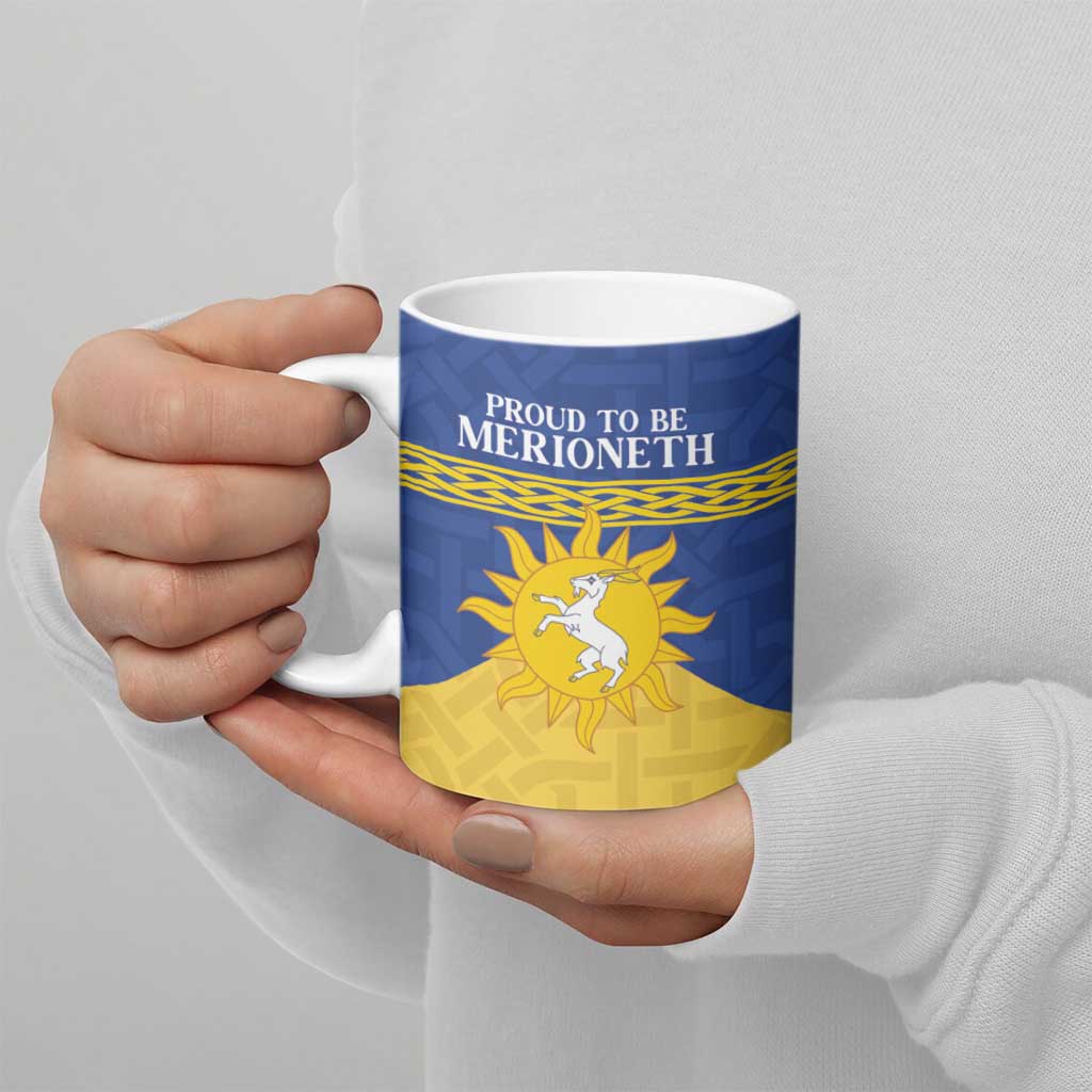 Personalized Merionethshire Wales Ceramic Mug Celtic Sun and Goat Design - Wonder Print Shop