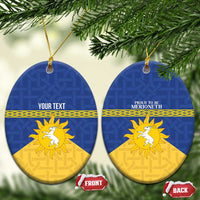 Personalized Merionethshire Wales Ceramic Ornament Celtic Sun and Goat Design - Wonder Print Shop