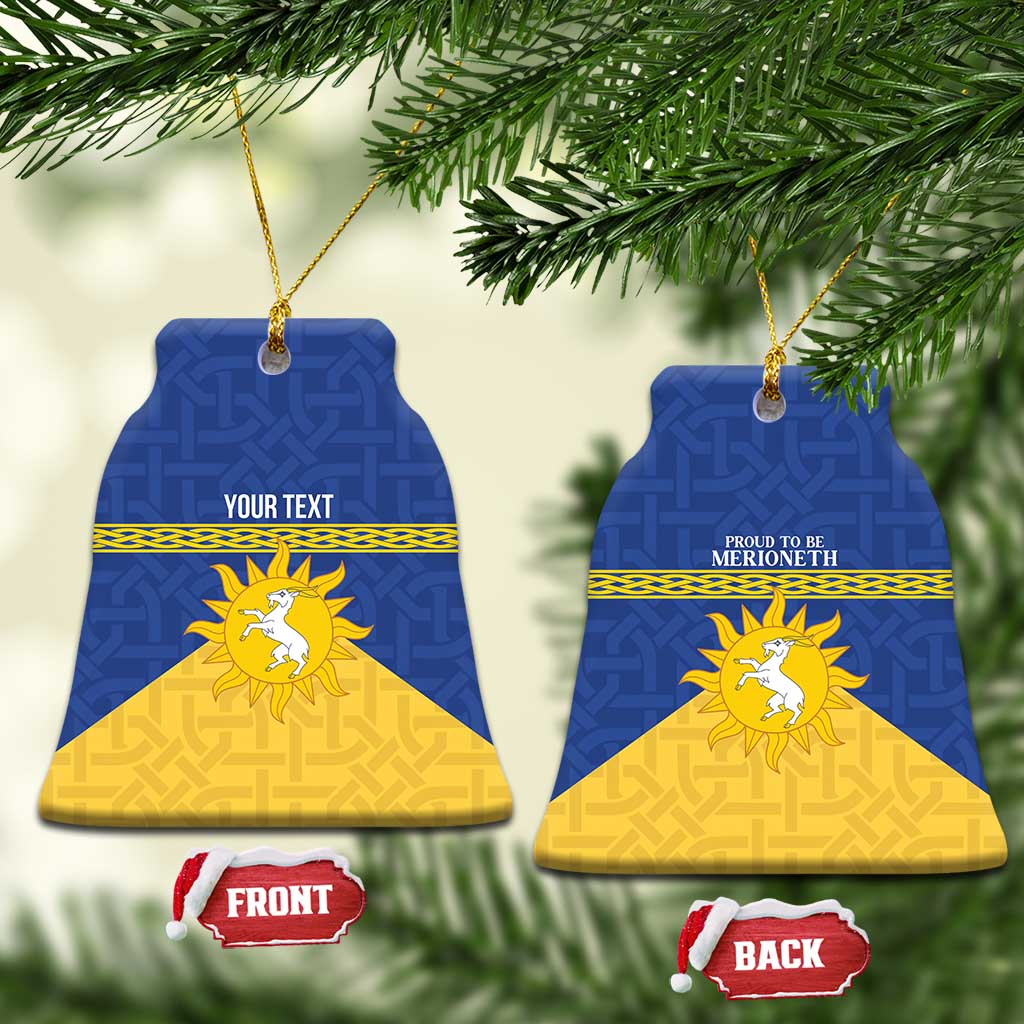 Personalized Merionethshire Wales Ceramic Ornament Celtic Sun and Goat Design - Wonder Print Shop