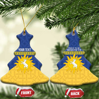 Personalized Merionethshire Wales Ceramic Ornament Celtic Sun and Goat Design - Wonder Print Shop