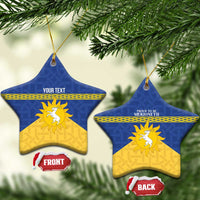 Personalized Merionethshire Wales Ceramic Ornament Celtic Sun and Goat Design - Wonder Print Shop