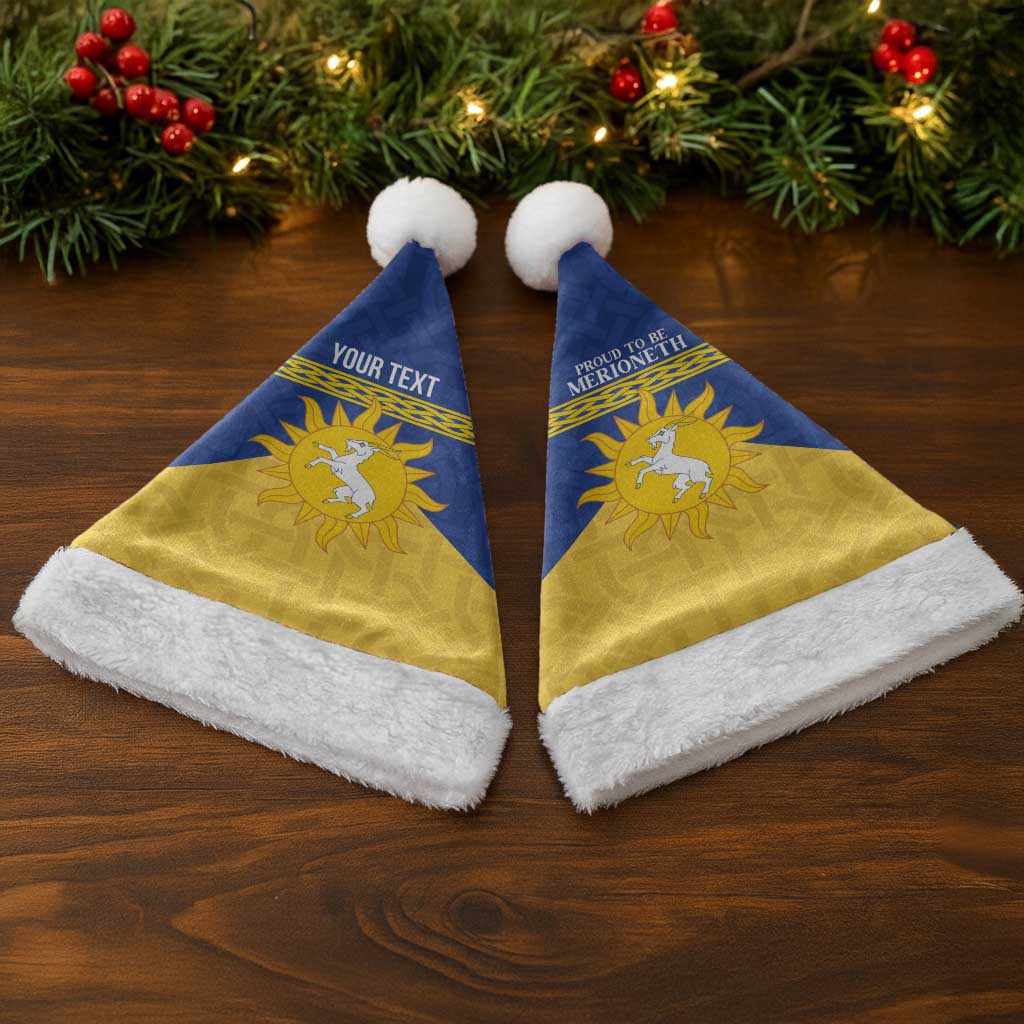 Personalized Merionethshire Wales Christmas Santa Hat Celtic Sun and Goat Design - Wonder Print Shop