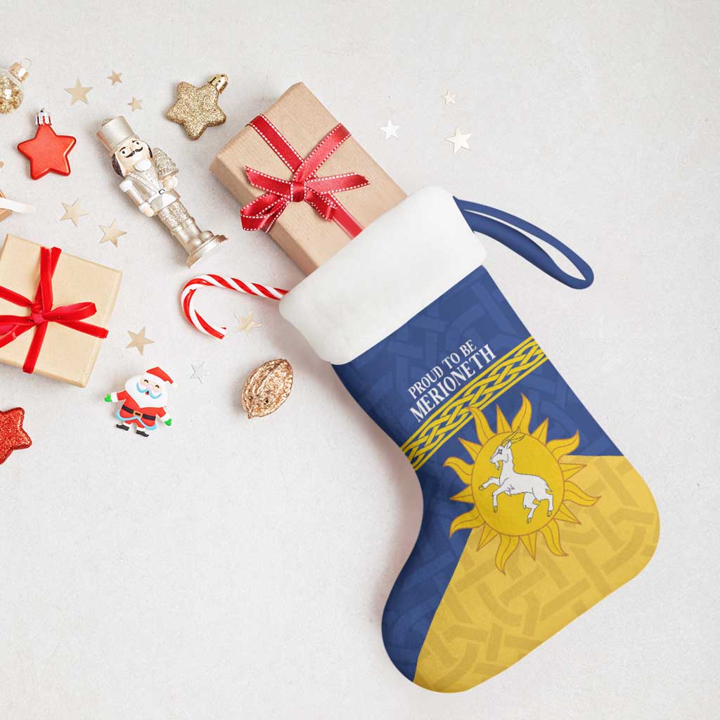 Personalized Merionethshire Wales Christmas Stocking Celtic Sun and Goat Design - Wonder Print Shop
