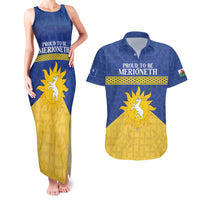Personalized Merionethshire Wales Couples Matching Tank Maxi Dress and Hawaiian Shirt Celtic Sun and Goat Design - Wonder Print Shop
