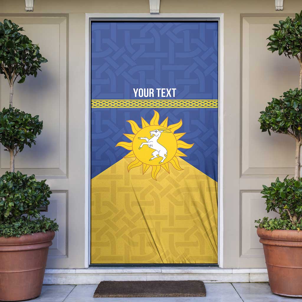 Personalized Merionethshire Wales Door Cover Celtic Sun and Goat Design - Wonder Print Shop