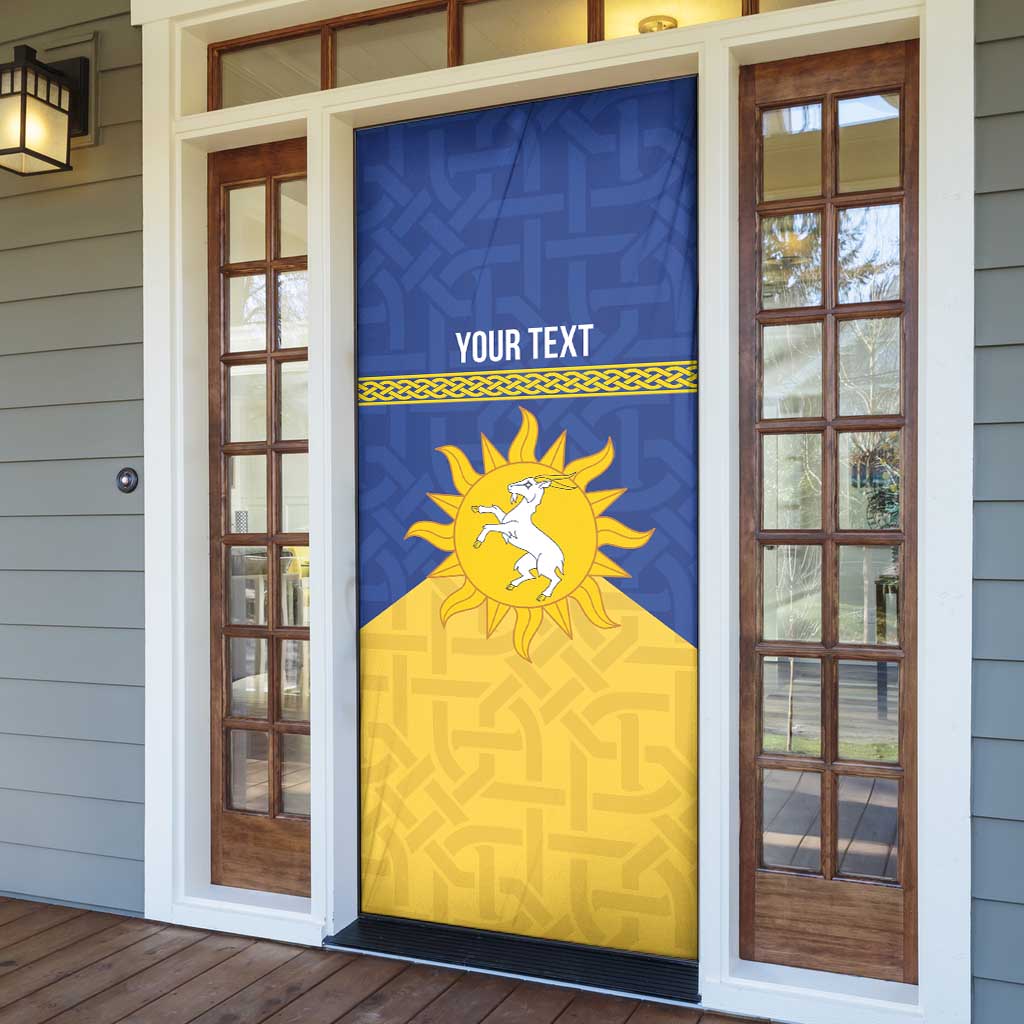Personalized Merionethshire Wales Door Cover Celtic Sun and Goat Design - Wonder Print Shop