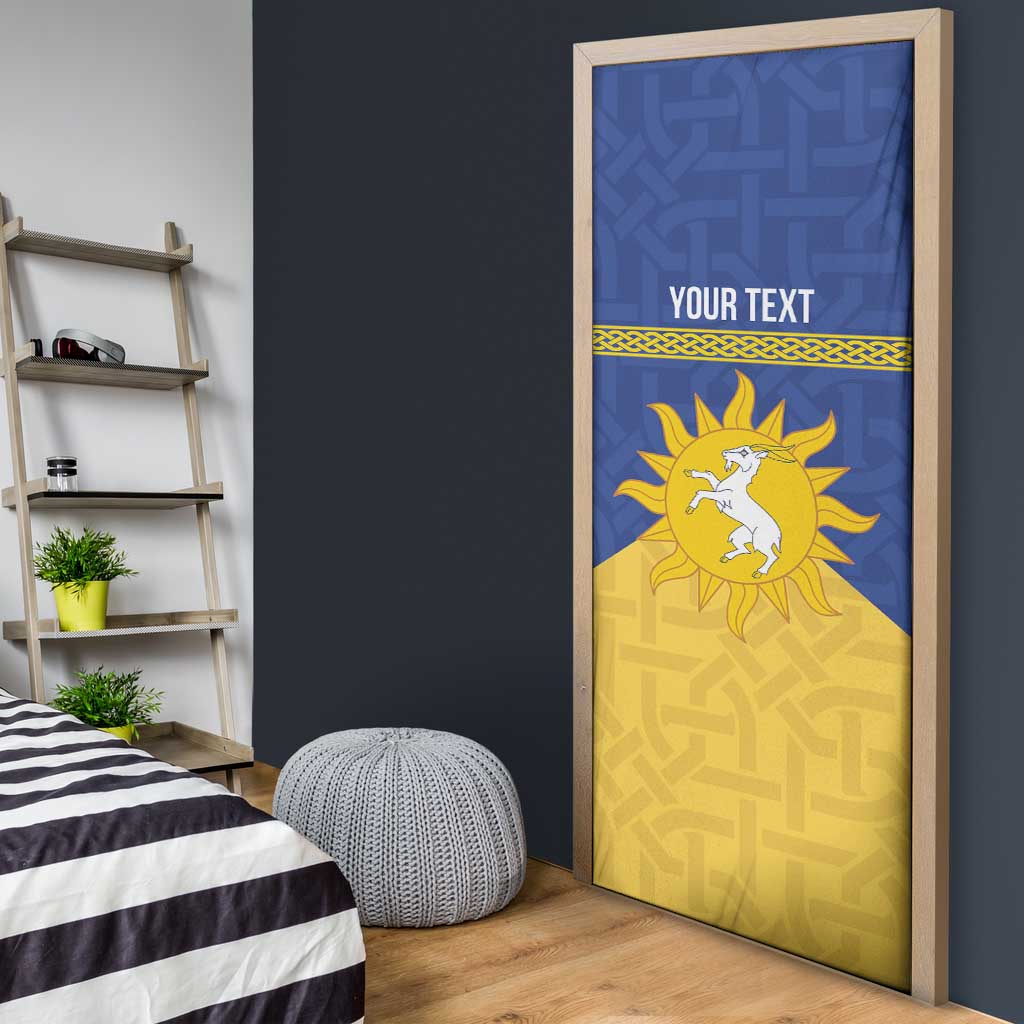 Personalized Merionethshire Wales Door Cover Celtic Sun and Goat Design - Wonder Print Shop