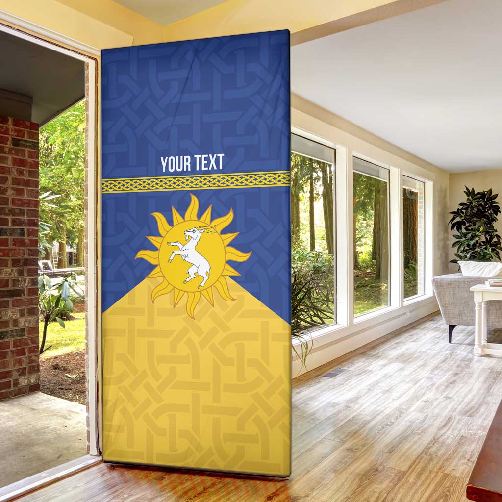 Personalized Merionethshire Wales Door Cover Celtic Sun and Goat Design - Wonder Print Shop