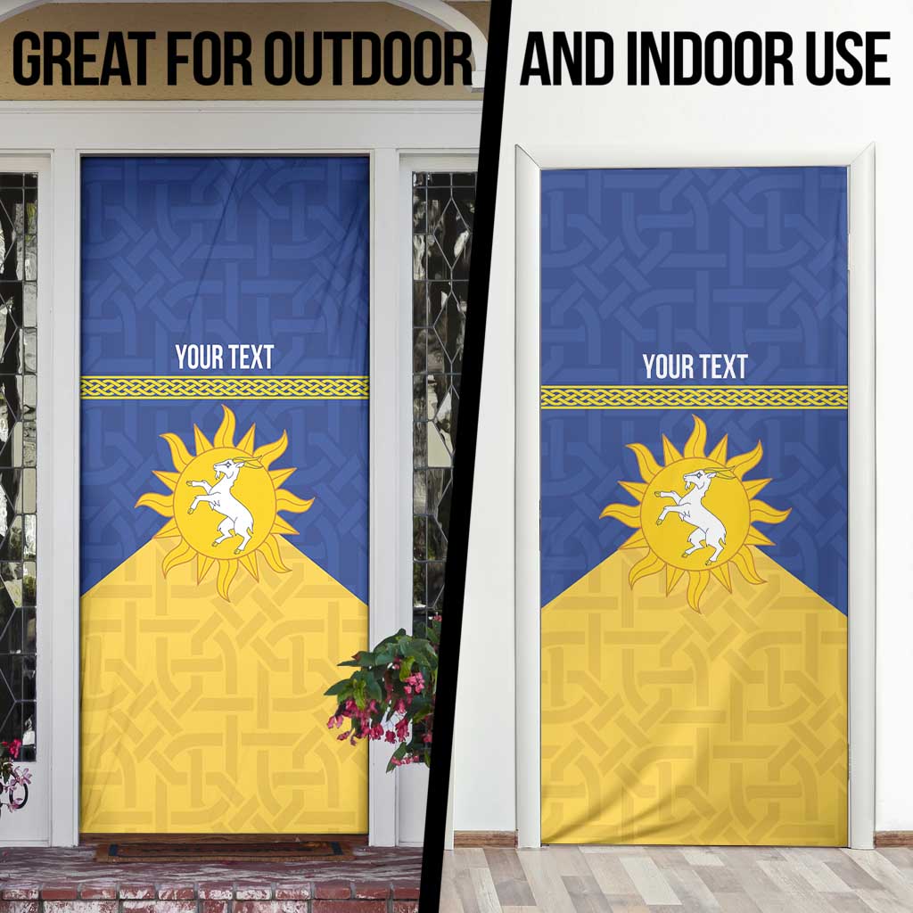Personalized Merionethshire Wales Door Cover Celtic Sun and Goat Design - Wonder Print Shop
