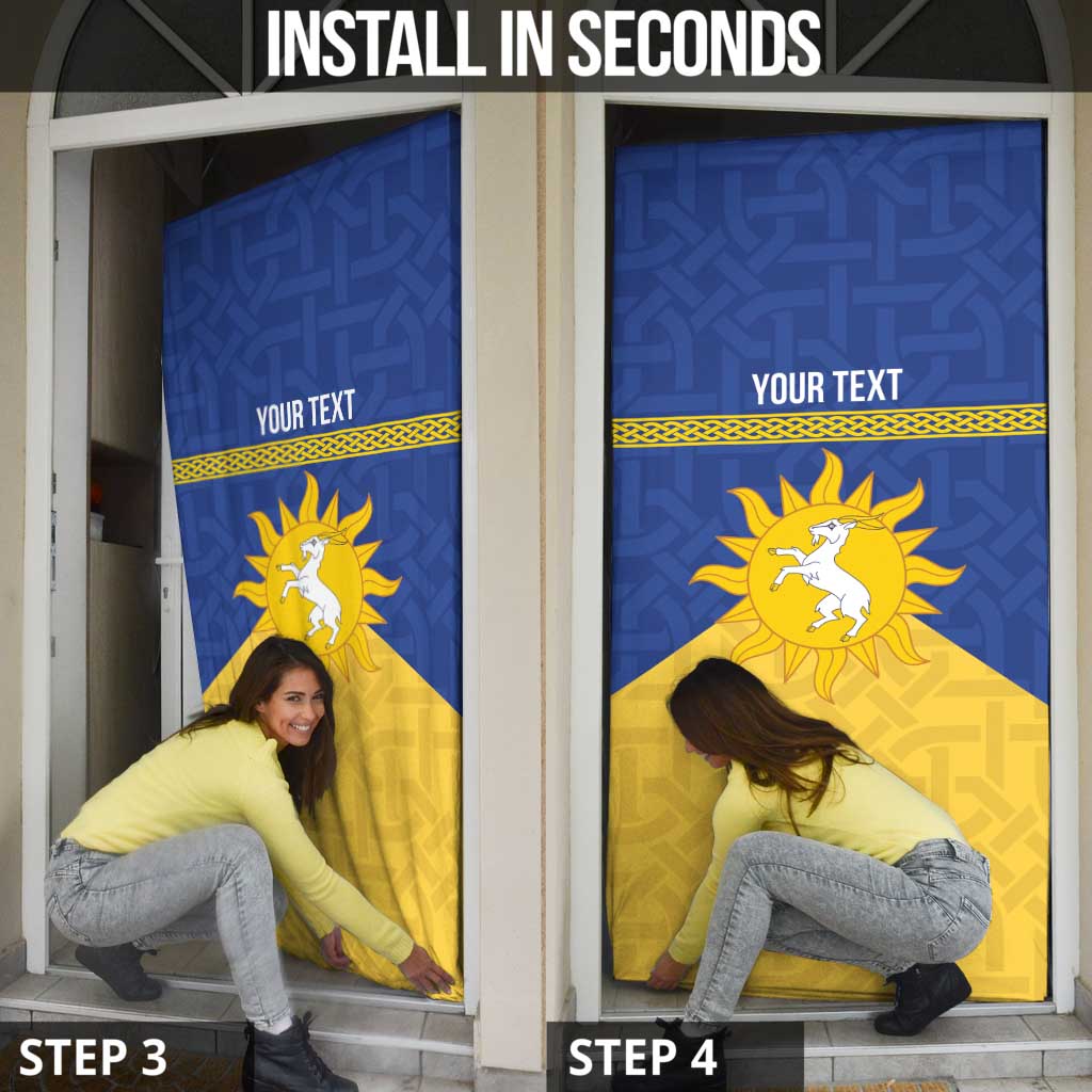 Personalized Merionethshire Wales Door Cover Celtic Sun and Goat Design - Wonder Print Shop