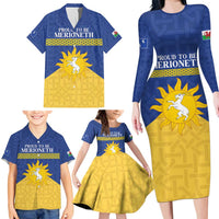 Personalized Merionethshire Wales Family Matching Long Sleeve Bodycon Dress and Hawaiian Shirt Celtic Sun and Goat Design - Wonder Print Shop
