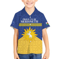 Personalized Merionethshire Wales Family Matching Off Shoulder Maxi Dress and Hawaiian Shirt Celtic Sun and Goat Design - Wonder Print Shop