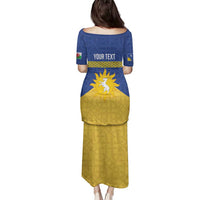 Personalized Merionethshire Wales Family Matching Puletasi and Hawaiian Shirt Celtic Sun and Goat Design - Wonder Print Shop