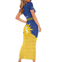 Personalized Merionethshire Wales Family Matching Short Sleeve Bodycon Dress and Hawaiian Shirt Celtic Sun and Goat Design - Wonder Print Shop