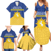 Personalized Merionethshire Wales Family Matching Summer Maxi Dress and Hawaiian Shirt Celtic Sun and Goat Design - Wonder Print Shop
