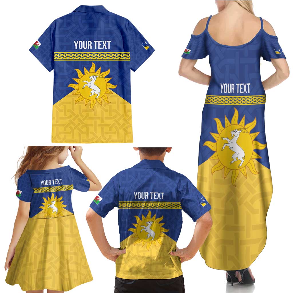 Personalized Merionethshire Wales Family Matching Summer Maxi Dress and Hawaiian Shirt Celtic Sun and Goat Design - Wonder Print Shop