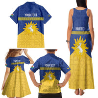 Personalized Merionethshire Wales Family Matching Tank Maxi Dress and Hawaiian Shirt Celtic Sun and Goat Design - Wonder Print Shop