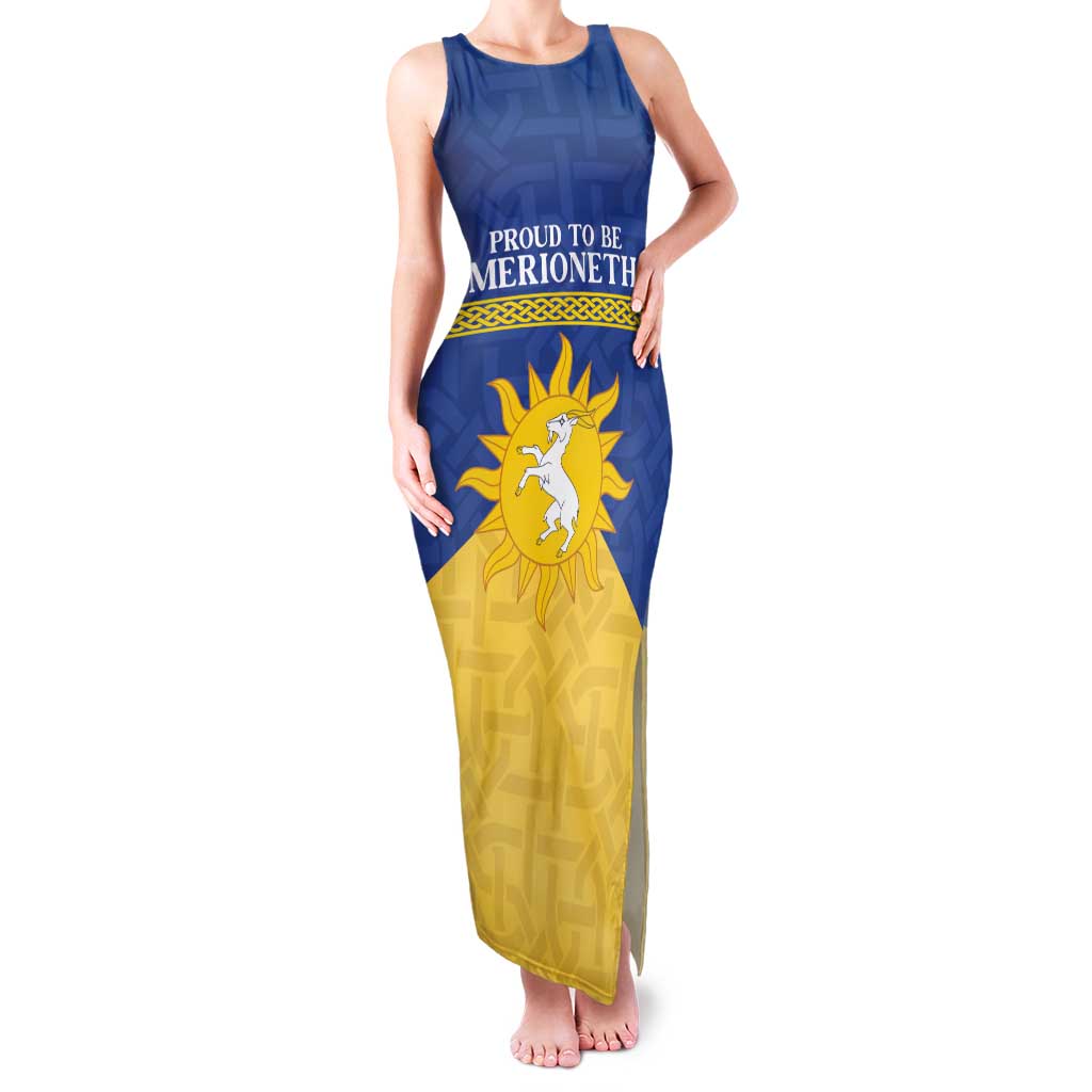 Personalized Merionethshire Wales Family Matching Tank Maxi Dress and Hawaiian Shirt Celtic Sun and Goat Design - Wonder Print Shop