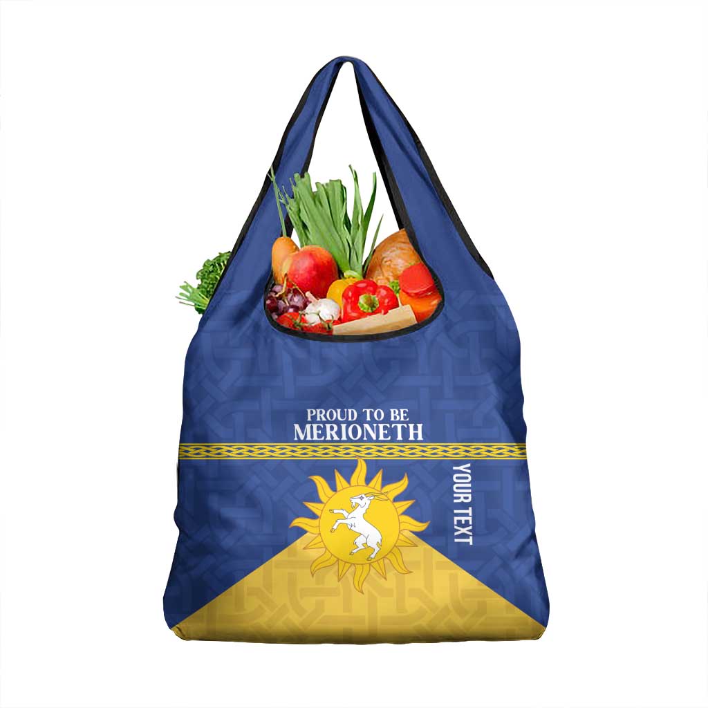 Personalized Merionethshire Wales Grocery Bag Celtic Sun and Goat Design - Wonder Print Shop