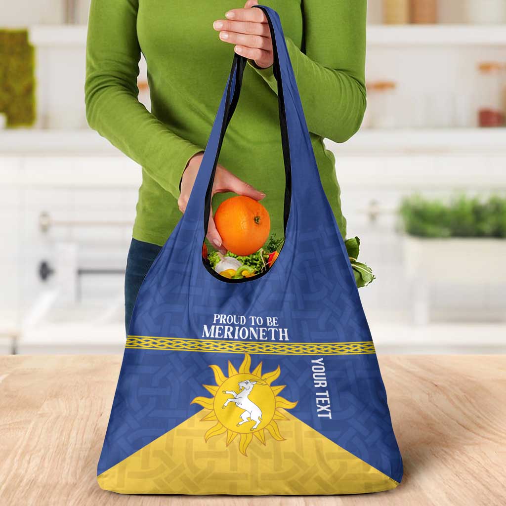 Personalized Merionethshire Wales Grocery Bag Celtic Sun and Goat Design - Wonder Print Shop