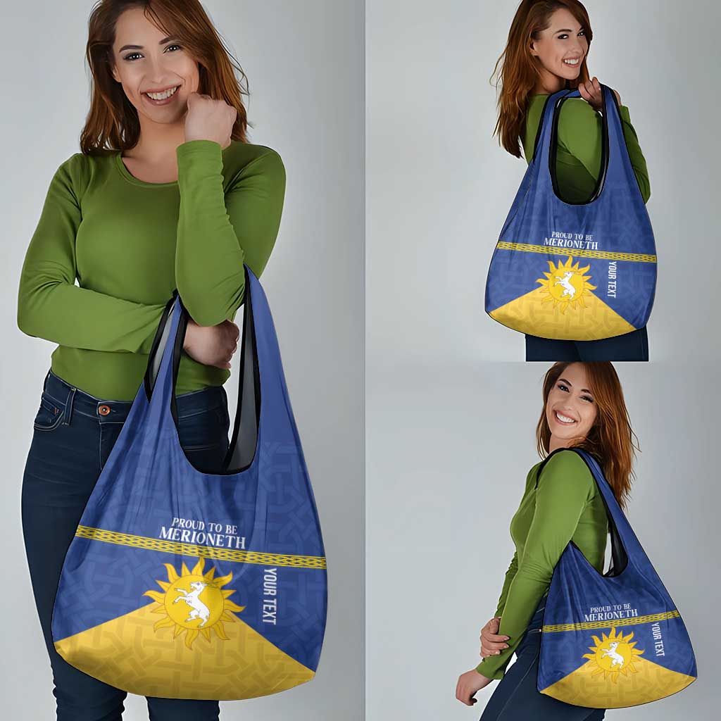 Personalized Merionethshire Wales Grocery Bag Celtic Sun and Goat Design - Wonder Print Shop