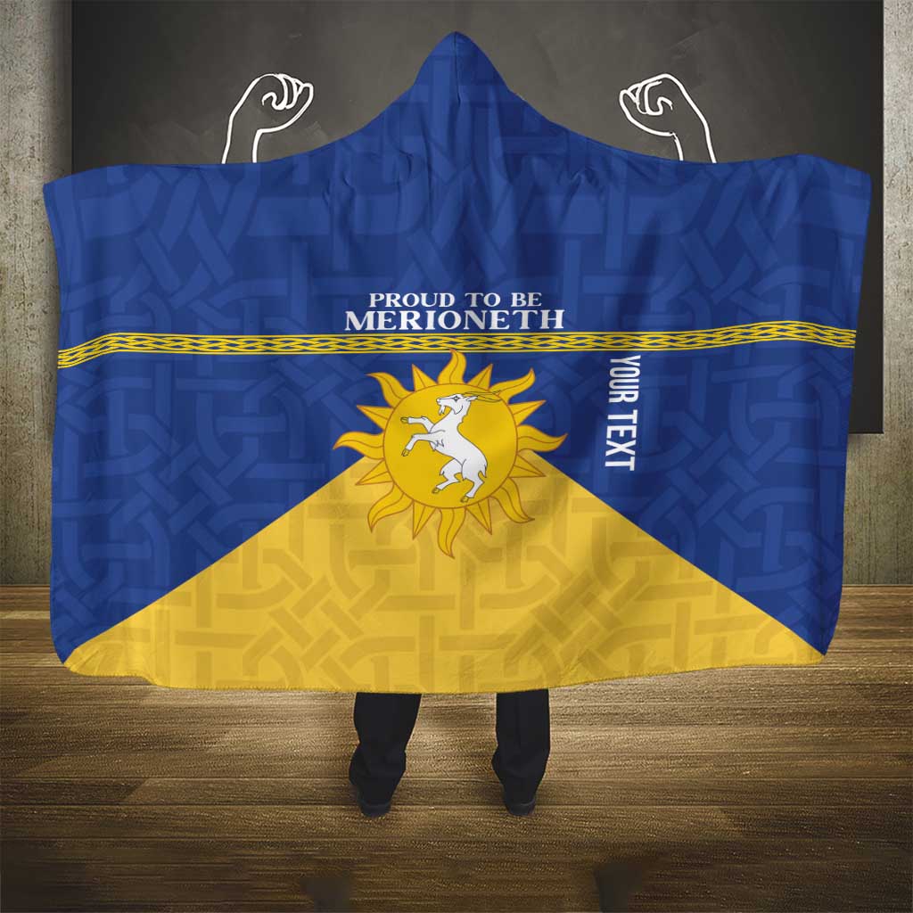 Personalized Merionethshire Wales Hooded Blanket Celtic Sun and Goat Design - Wonder Print Shop