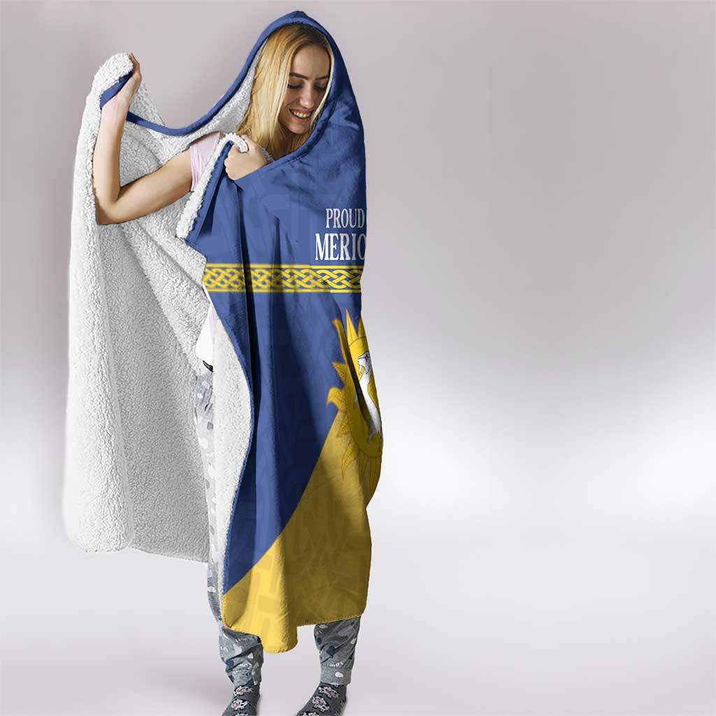 Personalized Merionethshire Wales Hooded Blanket Celtic Sun and Goat Design - Wonder Print Shop