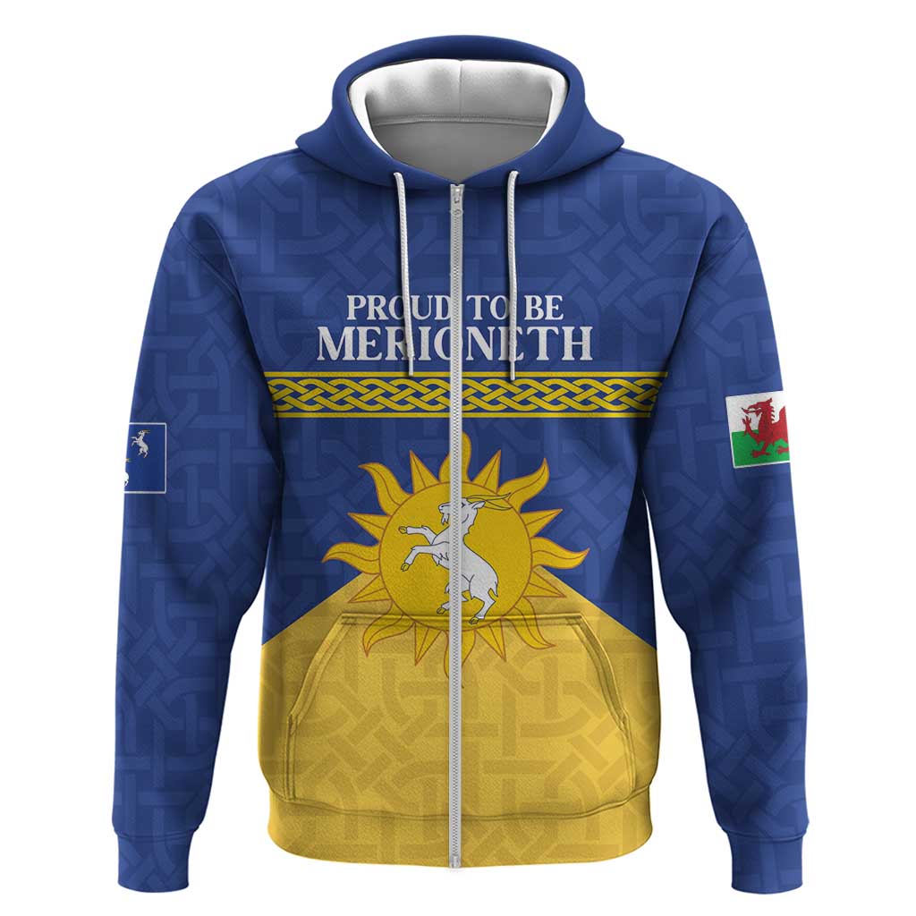 Personalized Merionethshire Wales Hoodie Celtic Sun and Goat Design - Wonder Print Shop