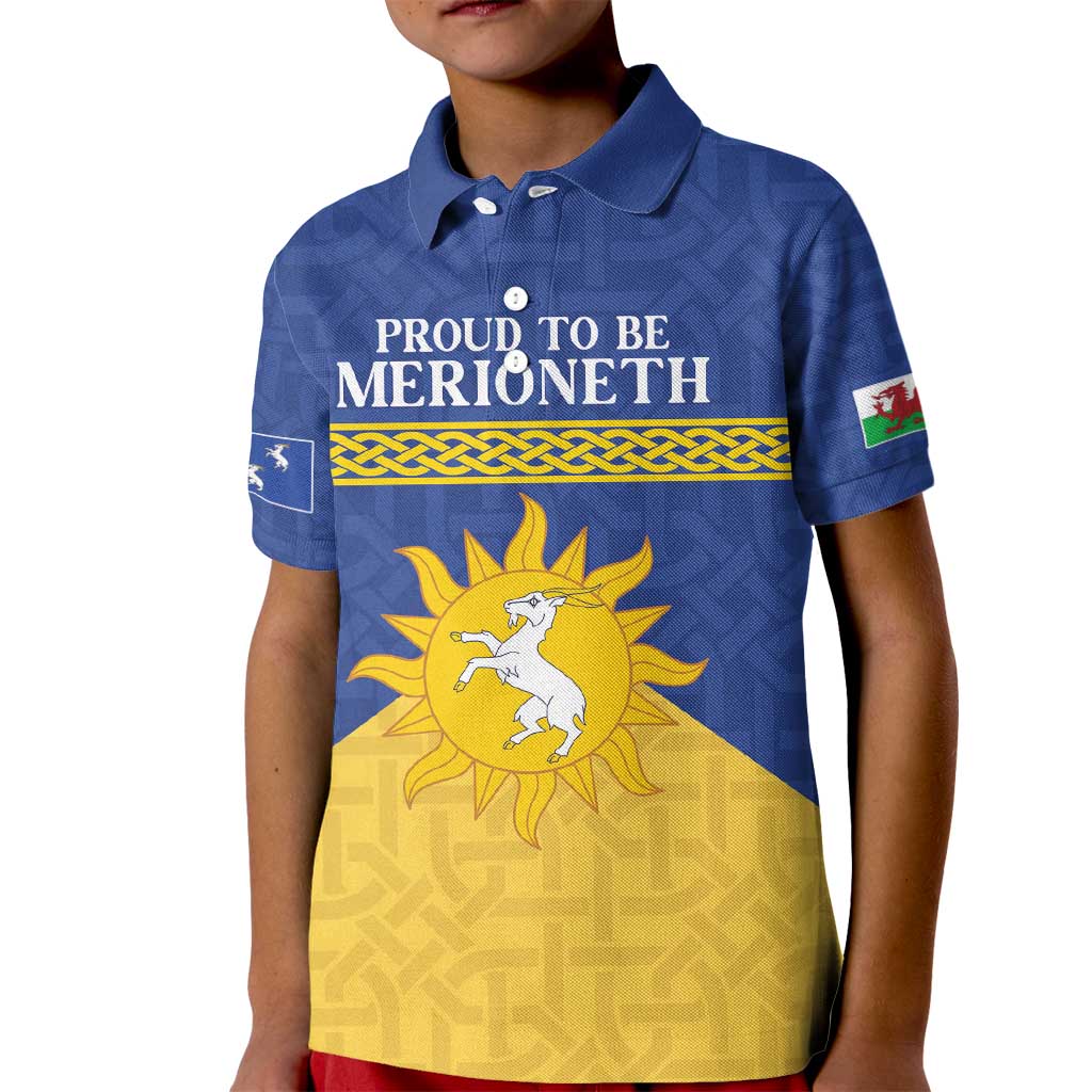 Personalized Merionethshire Wales Kid Polo Shirt Celtic Sun and Goat Design - Wonder Print Shop