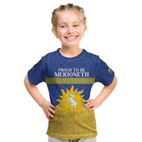 Personalized Merionethshire Wales Kid T Shirt Celtic Sun and Goat Design - Wonder Print Shop