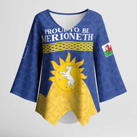 Personalized Merionethshire Wales Kimono Sleeve Blouse Celtic Sun and Goat Design - Wonder Print Shop