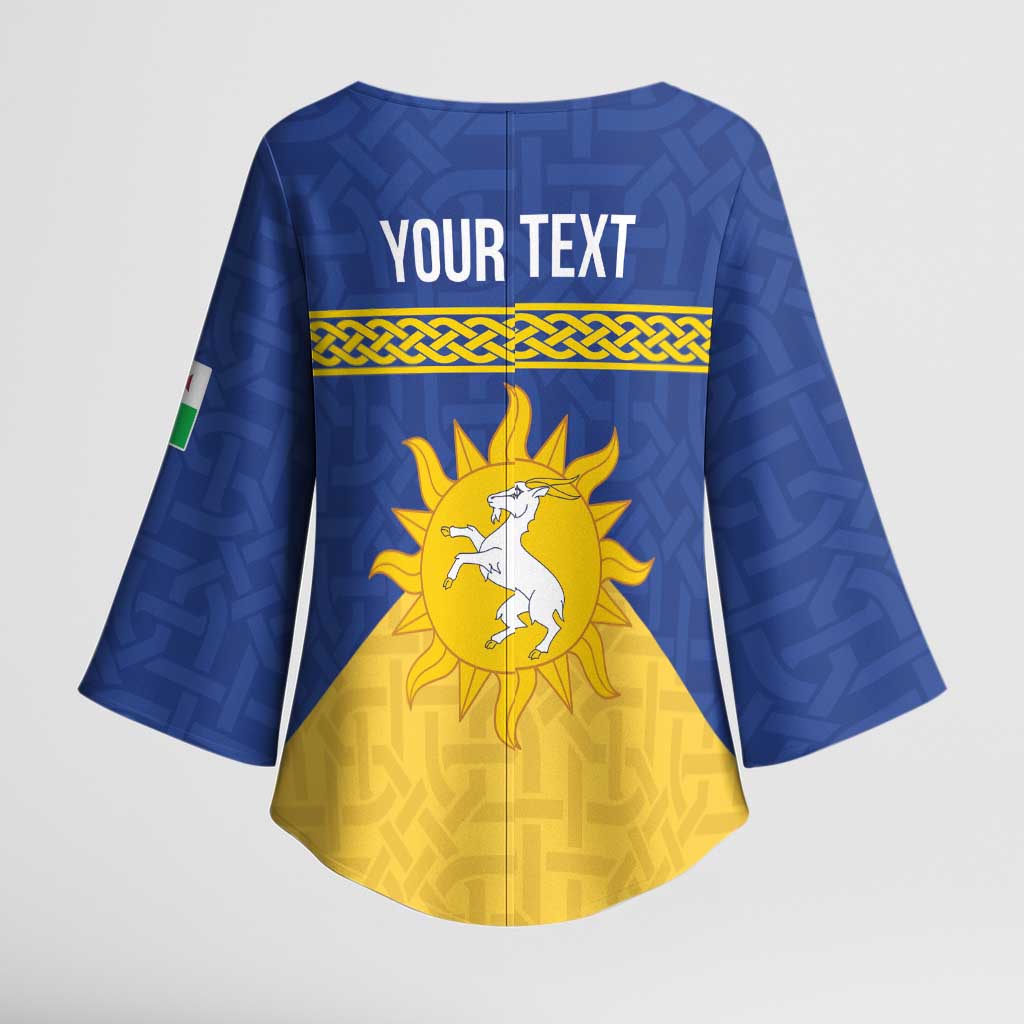 Personalized Merionethshire Wales Kimono Sleeve Blouse Celtic Sun and Goat Design - Wonder Print Shop