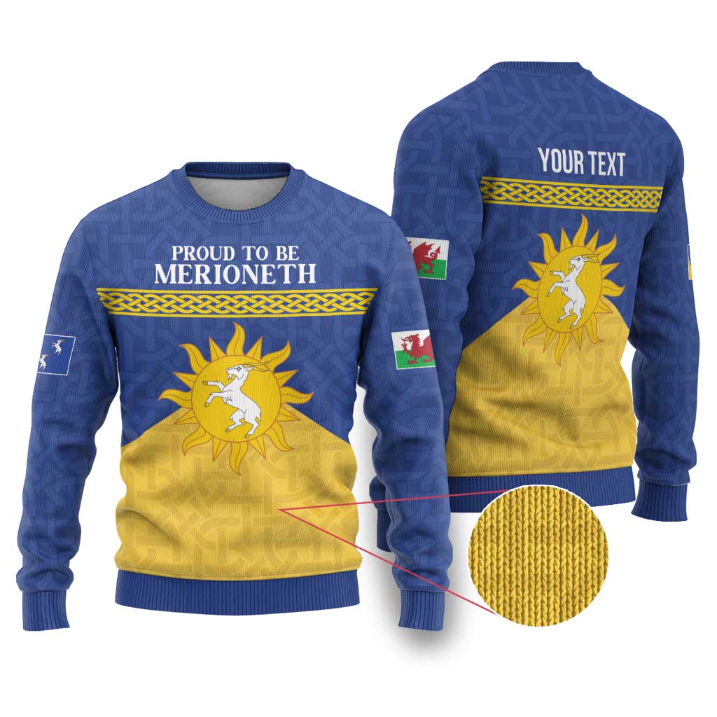 Personalized Merionethshire Wales Ugly Christmas Sweater Celtic Sun and Goat Design - Wonder Print Shop