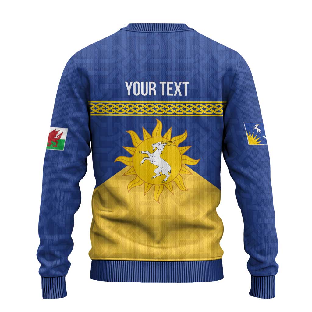 Personalized Merionethshire Wales Ugly Christmas Sweater Celtic Sun and Goat Design - Wonder Print Shop