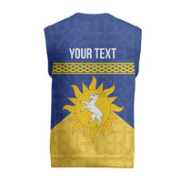 Personalized Merionethshire Wales Christmas Knitted V-Neck Vest Celtic Sun and Goat Design - Wonder Print Shop