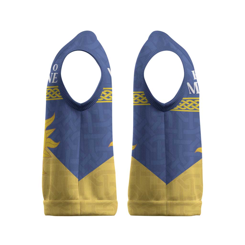 Personalized Merionethshire Wales Christmas Knitted V-Neck Vest Celtic Sun and Goat Design - Wonder Print Shop