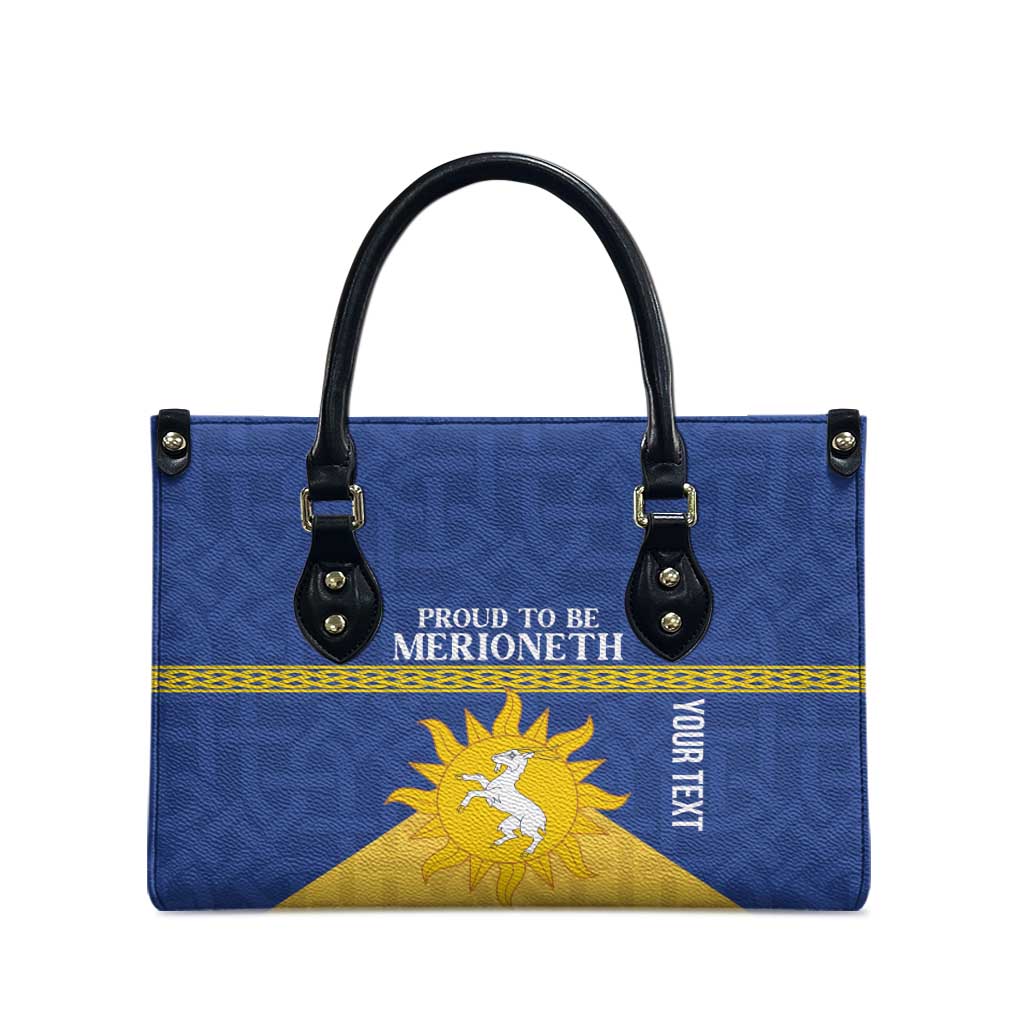 Personalized Merionethshire Wales Leather Bag Celtic Sun and Goat Design - Wonder Print Shop