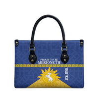 Personalized Merionethshire Wales Leather Bag Celtic Sun and Goat Design - Wonder Print Shop
