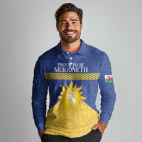 Personalized Merionethshire Wales Long Sleeve Polo Shirt Celtic Sun and Goat Design - Wonder Print Shop