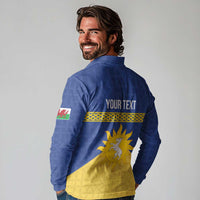 Personalized Merionethshire Wales Long Sleeve Polo Shirt Celtic Sun and Goat Design - Wonder Print Shop