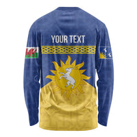 Personalized Merionethshire Wales Long Sleeve Shirt Celtic Sun and Goat Design - Wonder Print Shop