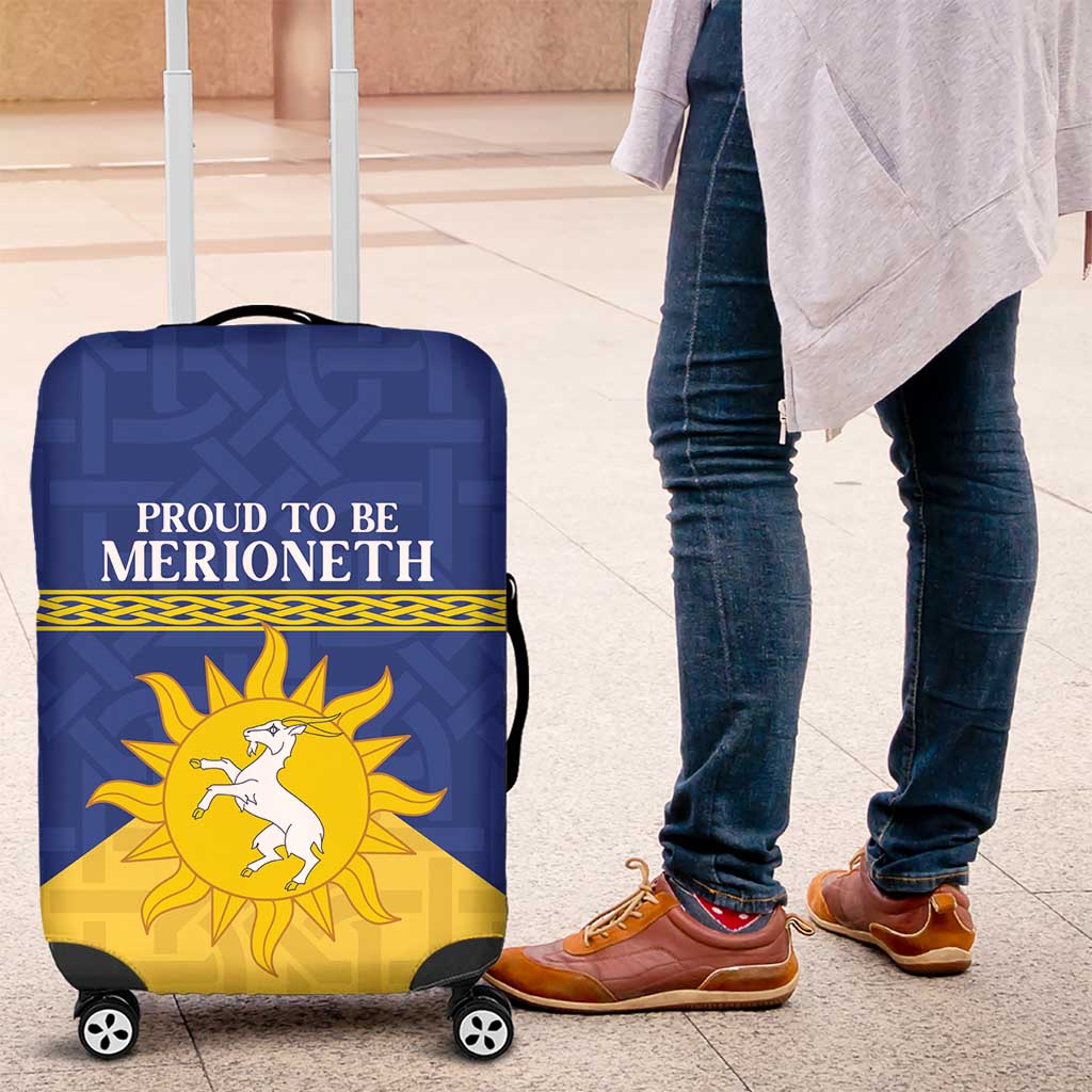 Personalized Merionethshire Wales Luggage Cover Celtic Sun and Goat Design - Wonder Print Shop