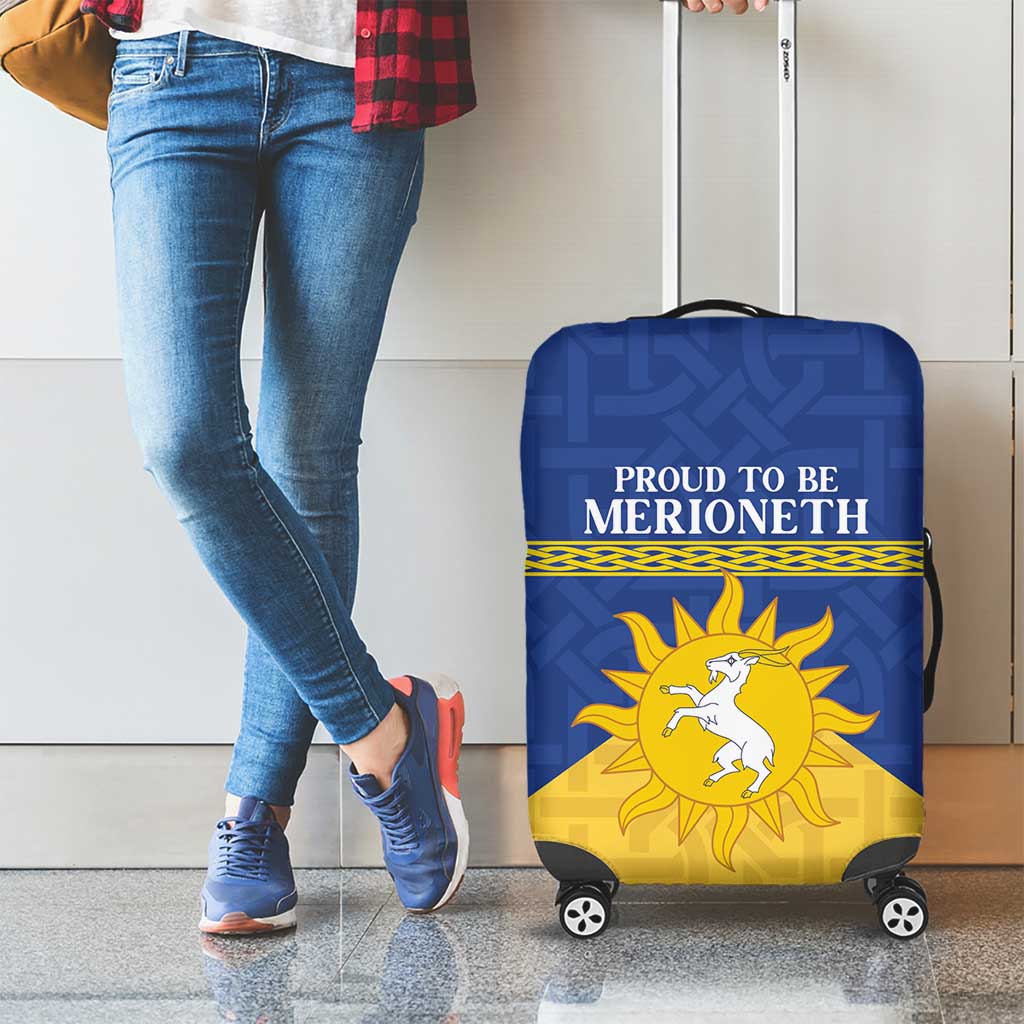 Personalized Merionethshire Wales Luggage Cover Celtic Sun and Goat Design - Wonder Print Shop