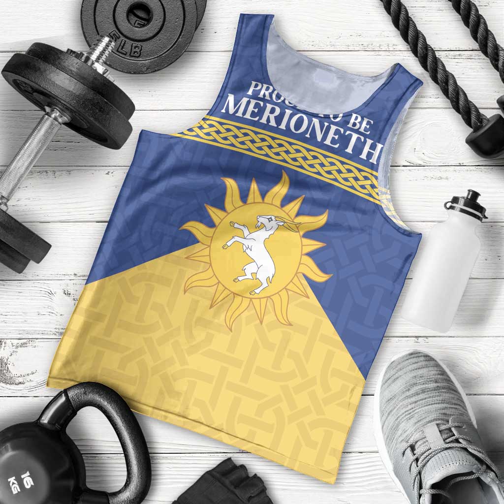Personalized Merionethshire Wales Men Tank Top Celtic Sun and Goat Design - Wonder Print Shop
