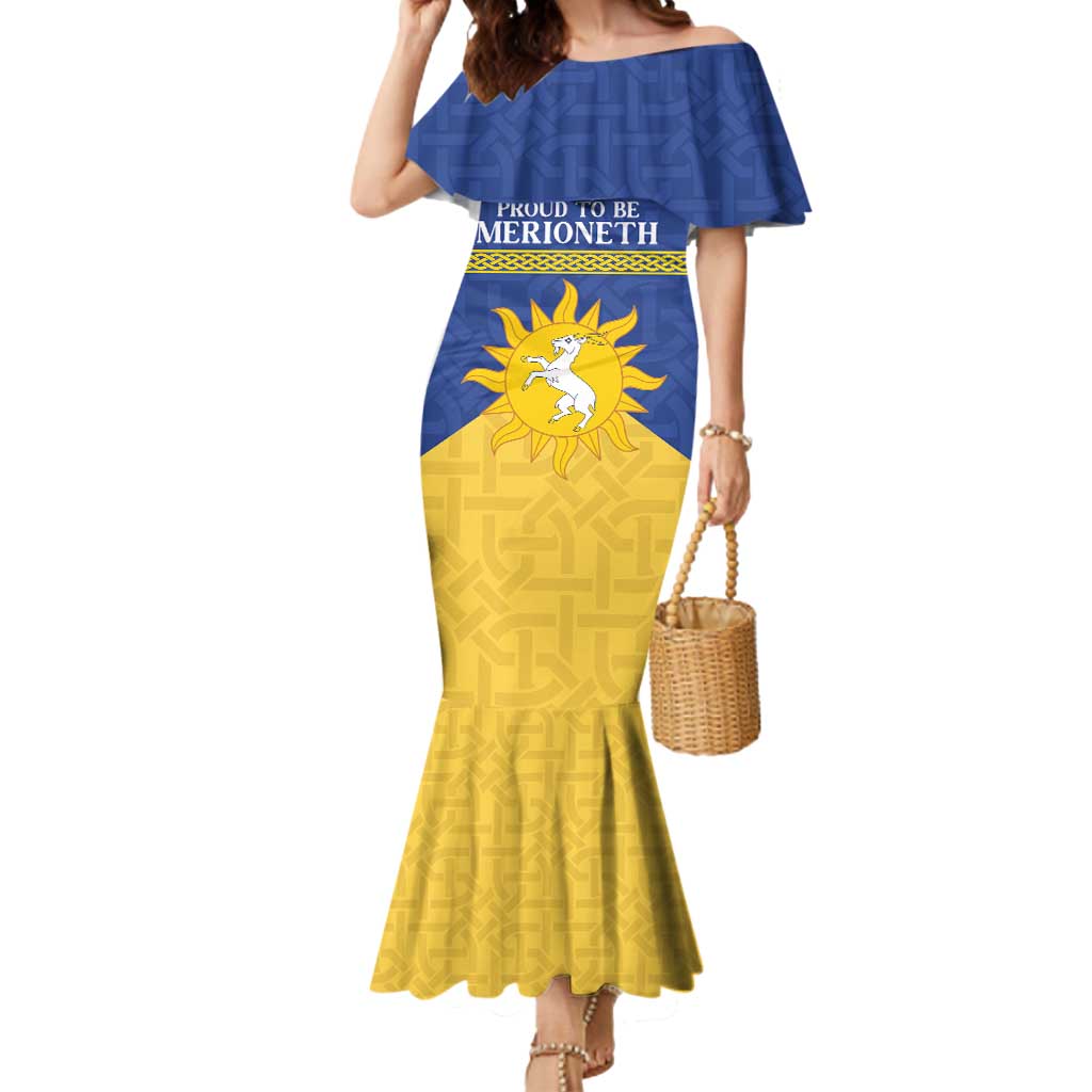 Personalized Merionethshire Wales Mermaid Dress Celtic Sun and Goat Design - Wonder Print Shop