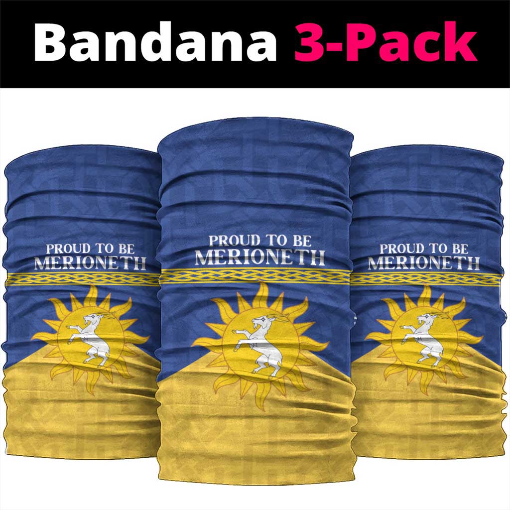 Personalized Merionethshire Wales Neck Gaiter Celtic Sun and Goat Design - Wonder Print Shop