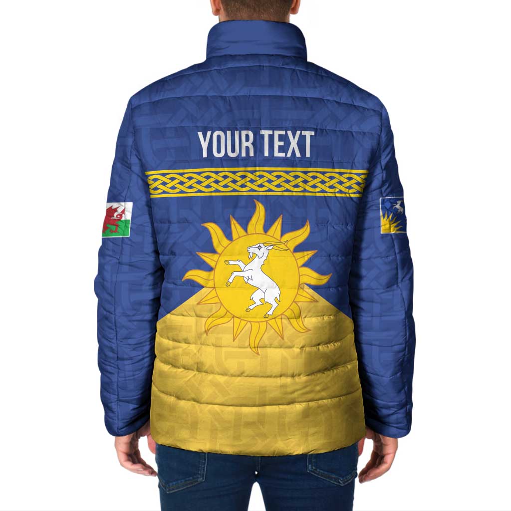 Personalized Merionethshire Wales Padded Jacket Celtic Sun and Goat Design - Wonder Print Shop