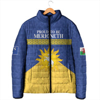 Personalized Merionethshire Wales Padded Jacket Celtic Sun and Goat Design - Wonder Print Shop